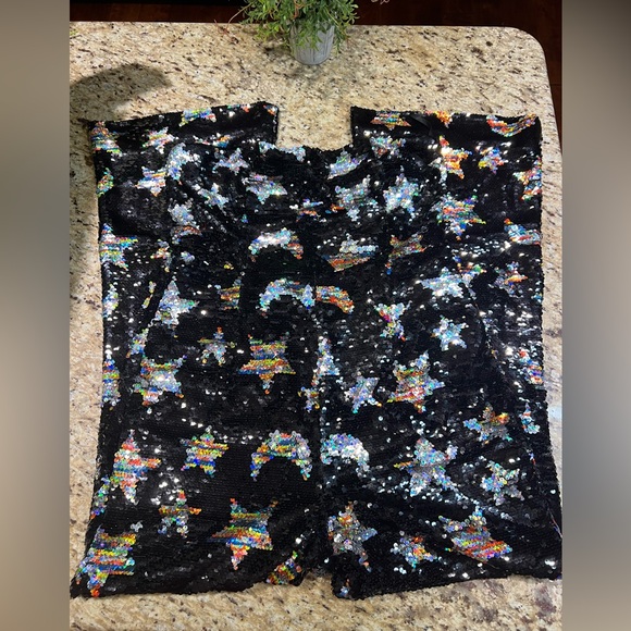 Nasty Gal Premium Star Bandeau Flare Black Sequin Strapless Flare Jumpsuit 10 - Picture 4 of 12